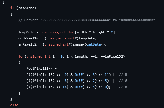 The code in CCTexture2D.cpp that converts 16 bit images to 8-bit ones.