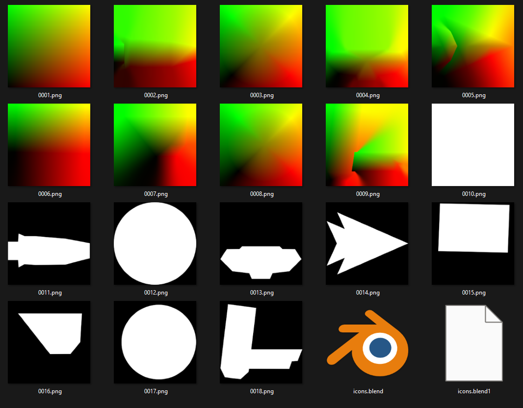 Screenshot of the mapping images for the mod in a file browser.